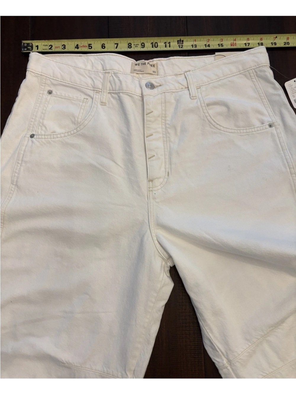 Free PeopleX We The People  Good Luck Mid Rise Barrel Jeans Milk Sz 32 NWT - Picture 12 of 12
